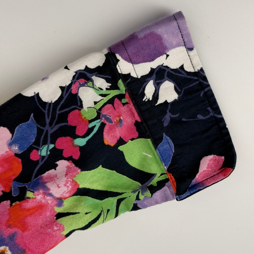 Lauren Ralph Lauren Button Down Blouse Shirt Womens S Navy Blue Colorful Floral - Picture 10 of 11